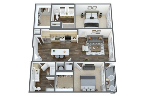 2 bedroom, 2 bathroom